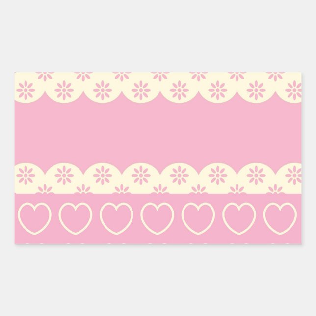 Pink Heart Eyelet Rectangle Sticker (Front)