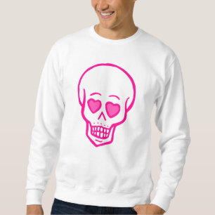 pink heart eyes skull valentines sweatshirt