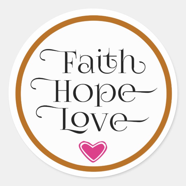 Pink Heart Faith Hope Love Sticker (Front)