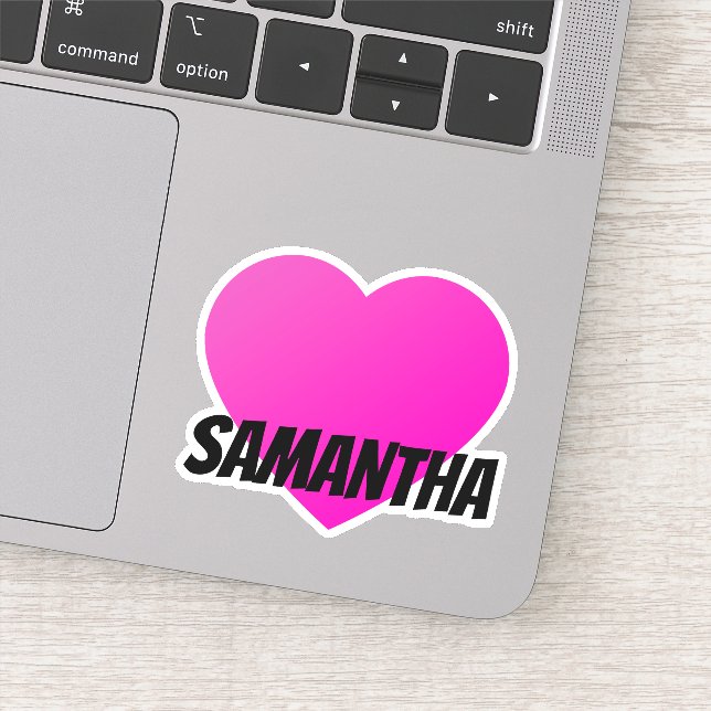 Pink Heart First Name with Black Text Sticker (Detail)