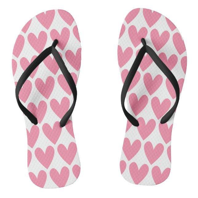 Pink Heart Flip Flops (Footbed)