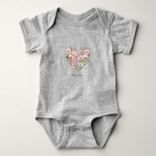 Pink Heart Floral Baby Bodysuit