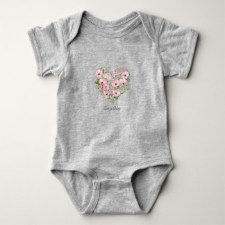 Pink Heart Floral Baby Bodysuit
