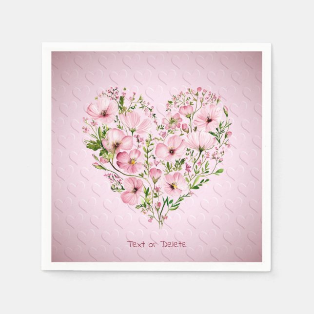 Pink Heart Floral Napkins (Front)