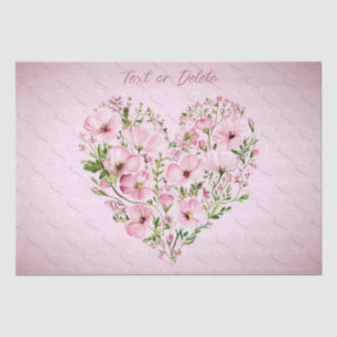 Pink Heart Floral Tissue Paper