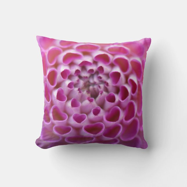 Pink Heart Flower Dahlia Bloom  Floral Pattern  Cushion (Front)