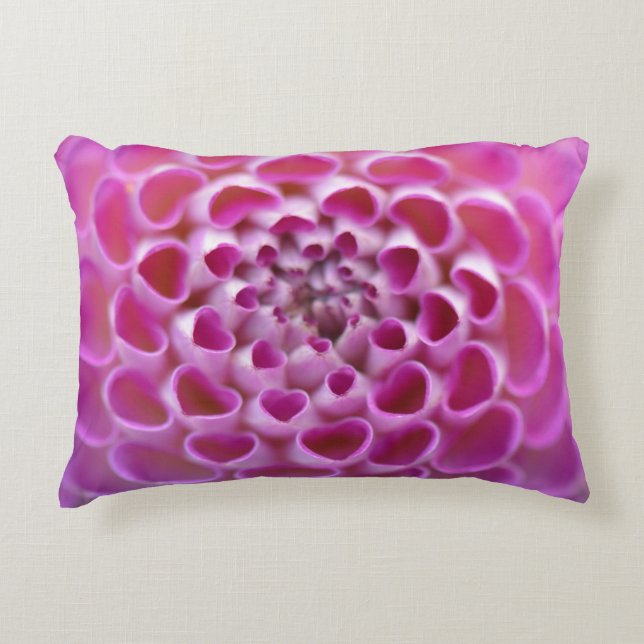 Pink Heart Flower Dahlia Bloom  Floral Pattern  Decorative Cushion (Front)