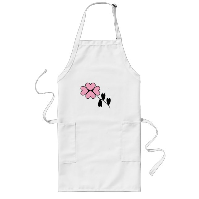 PINK HEART FLOWER LONG APRON (Front)