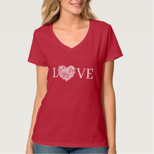 Pink Heart Flower Love T-Shirt
