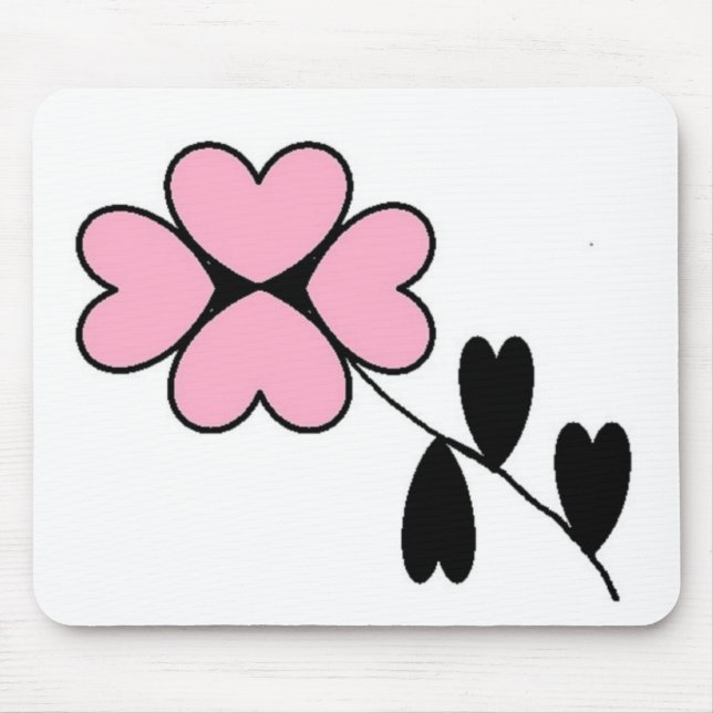 PINK HEART FLOWER MOUSE MAT (Front)