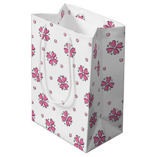 Pink Heart Flower Petals Medium Gift Bag