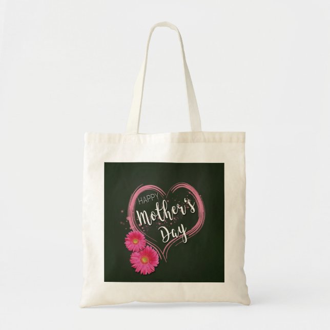 Pink Heart Flowers Mother's Day - Budget Tote (Front)