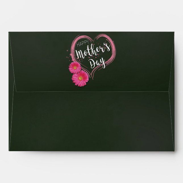 Pink Heart Flowers Mother's Day - Envelope A7 (Back (Top Flap))