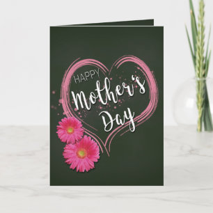 Pink Heart Flowers Mother's Day - Greeting Card