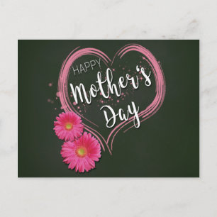 Pink Heart Flowers Mother's Day - Postcard