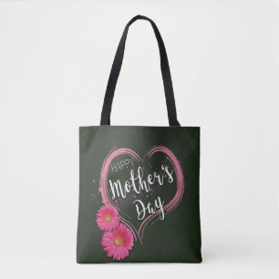 Pink Heart Flowers Mother's Day - Tote Bag