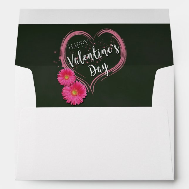 Pink Heart Flowers Valentine's Day Envelope (Back (Bottom))