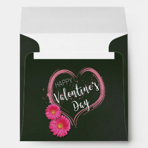 Pink Heart Flowers Valentine's Day Square Envelope
