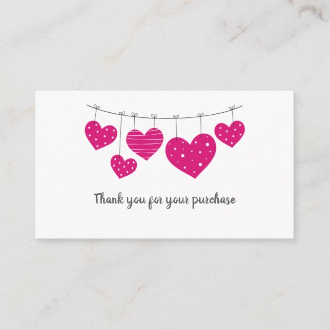 Pink Heart Garland Thank You Card (Front)
