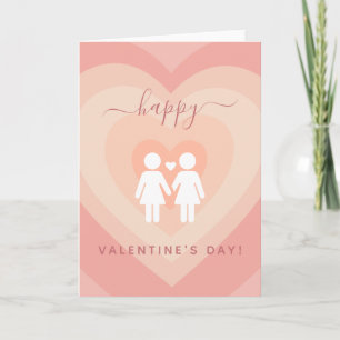Pink Heart Gay Lesbian Couple Valentine's Day Love Card