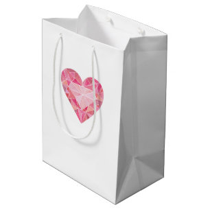 Pink Heart Gem Art Glam Chic Love Diamond Medium Gift Bag