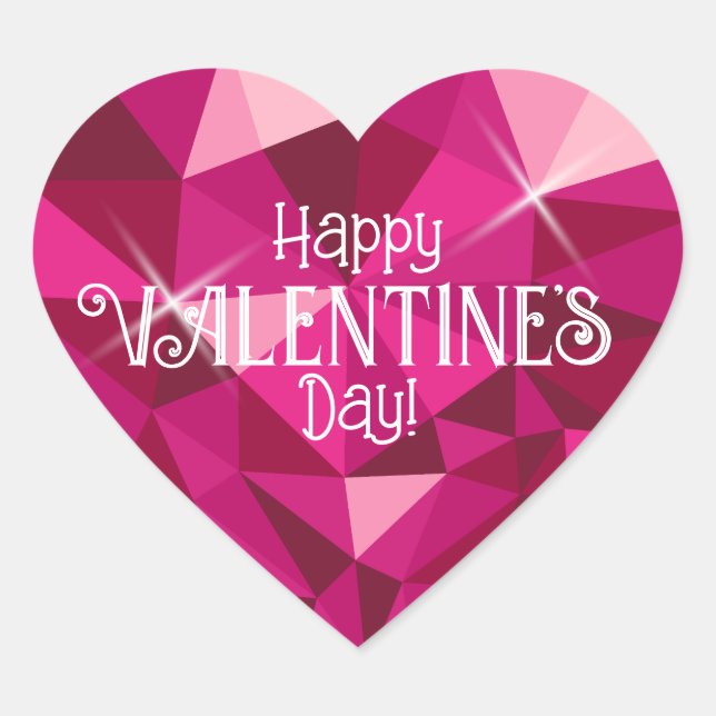 Pink Heart Gemstone Valentine's Day sticker (Front)