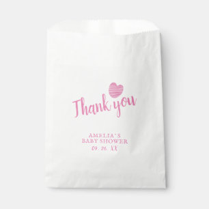 Pink Heart Girl Baby Shower Thank you Favour Bags