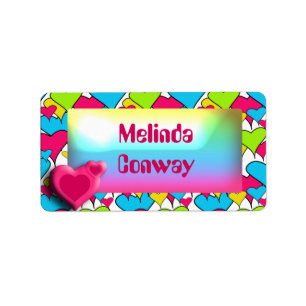 Pink Heart - Girls school name label