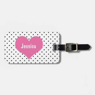 Pink Heart - Girly Address Luggage Tag