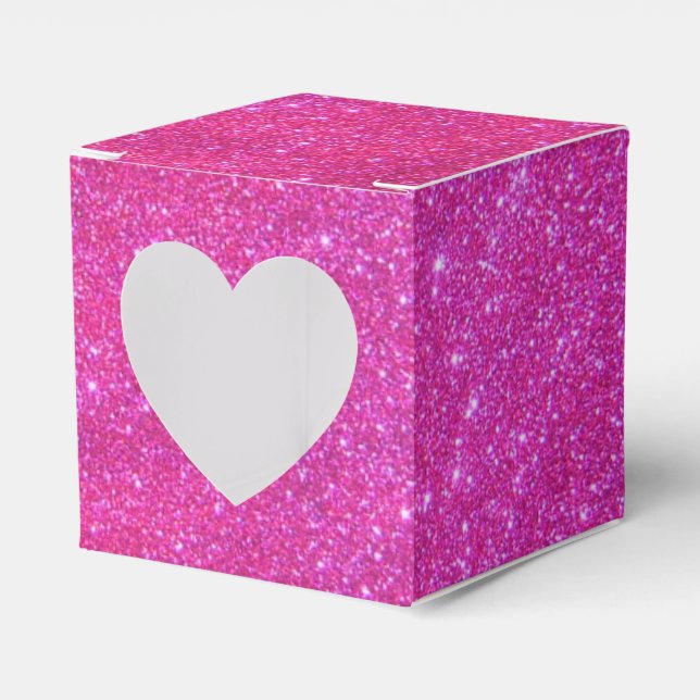 Pink Heart Girly Gift Box Sparkly Glitter 2 (Front Side)