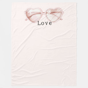 Pink Heart Glasses Love Fleece Blanket