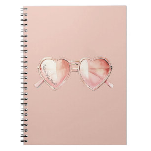 Pink Heart Glasses Quote Notebook
