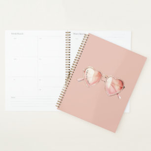 Pink Heart Glasses Quote Planner