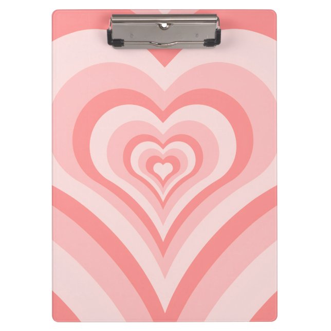 Pink Heart Gradient Pattern – Cute Girly Love Clipboard (Front)