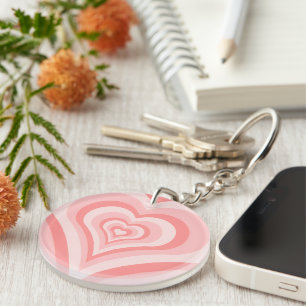 Pink Heart Gradient Pattern – Cute Girly Love Key Ring