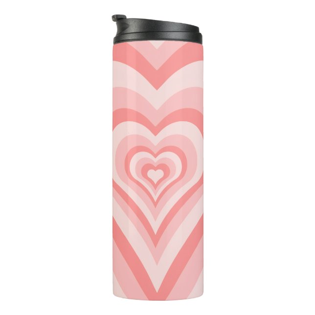 Pink Heart Gradient Pattern – Cute Girly Love Thermal Tumbler (Rotated Right)