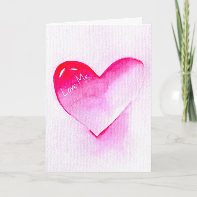 Pink heart grunge pop love me card (Front)