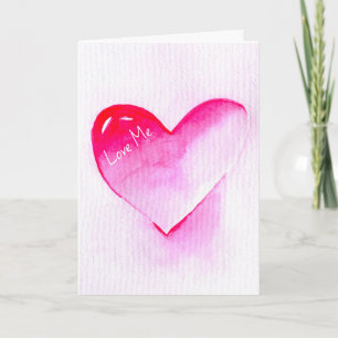 Pink heart grunge pop love me card