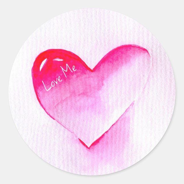 Pink heart grunge pop love me classic round sticker (Front)