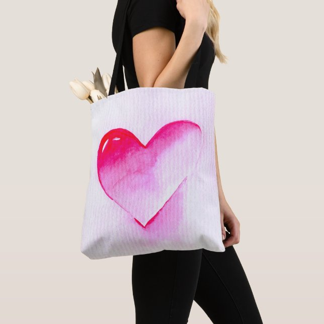 Pink heart grunge pop love me tote bag (Close Up)