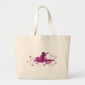Pink Heart Gymnastics Leap Large Tote Bag