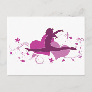 Pink Heart Gymnastics Leap Postcard