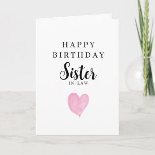 Pink Heart Happy Birthday Sister in Law Card