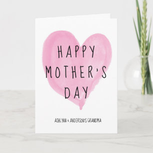 Pink Heart Happy Mother's Day Grandma Card