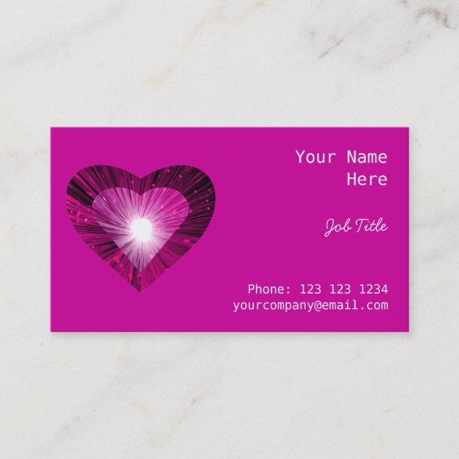 Pink Heart 'heart' business card side pink (Front)