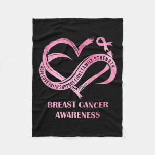 Pink Heart Hope Love Faith Breast Cancer Awareness Fleece Blanket