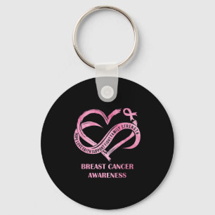 Pink Heart Hope Love Faith Breast Cancer Awareness Key Ring