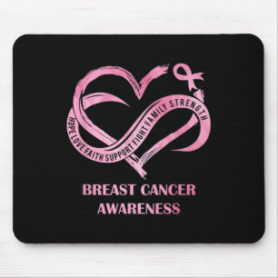 Pink Heart Hope Love Faith Breast Cancer Awareness Mouse Mat