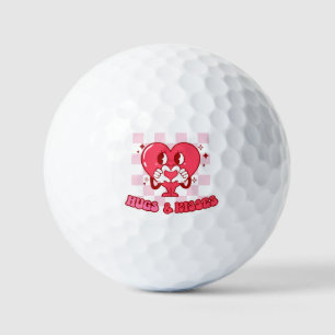 Pink Heart Hugs and Kisses Golf Balls