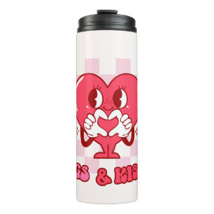 Pink Heart Hugs and Kisses Thermal Tumbler